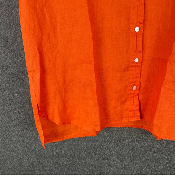 J. Jill Love Linen L Button Front Tunic Blouse Orange Coastal Chic Contemporary - Picture 3 of 10
